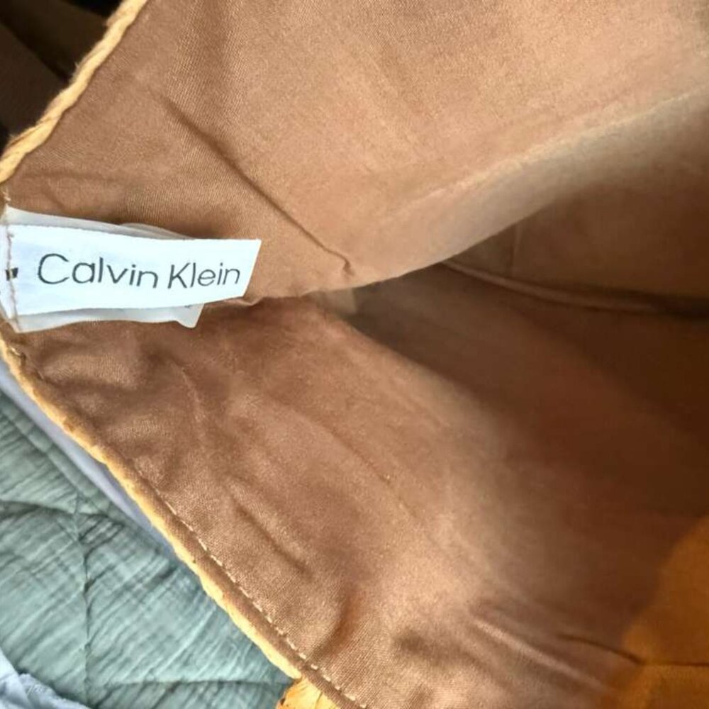 Calvin Klein Straw Raffia Tote Bag - Neutral Summer Beach Shoulder Bag - Picture 2 of 4